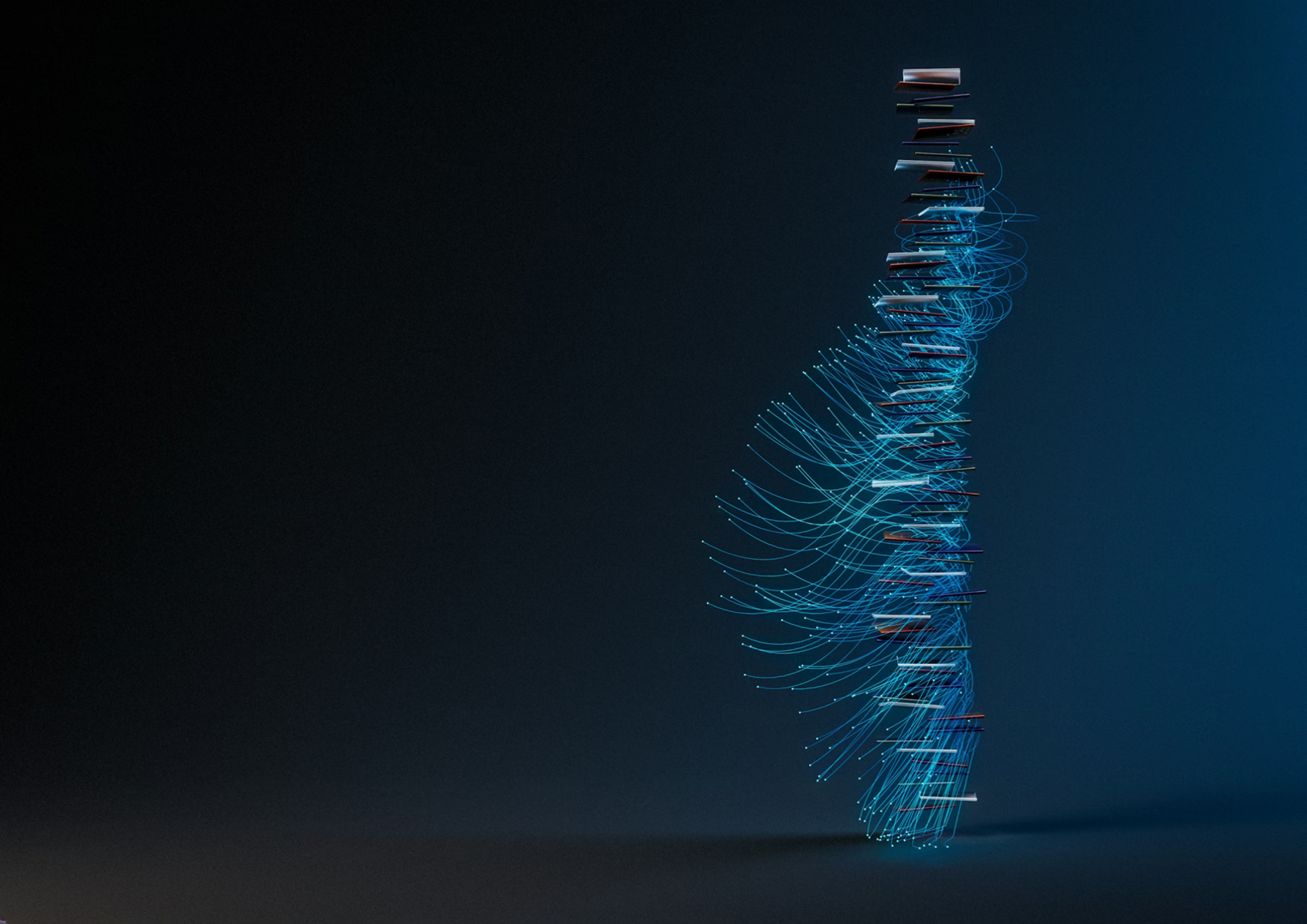 Abstract blue glowing lines forming data flow patterns